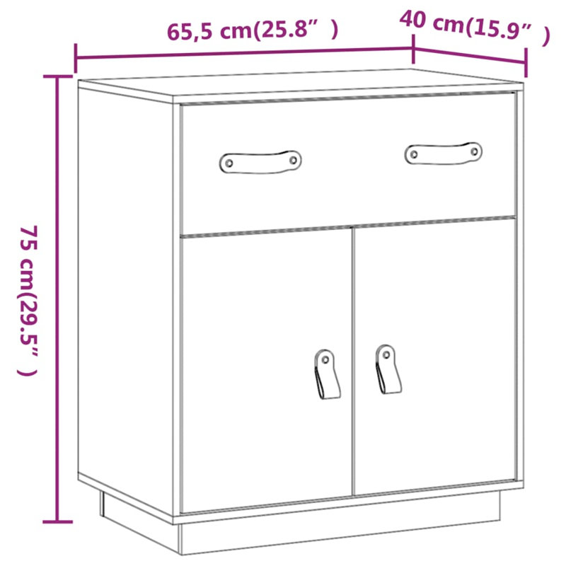 Kayvion 65.5cm Solid Wood Sideboard, Grey