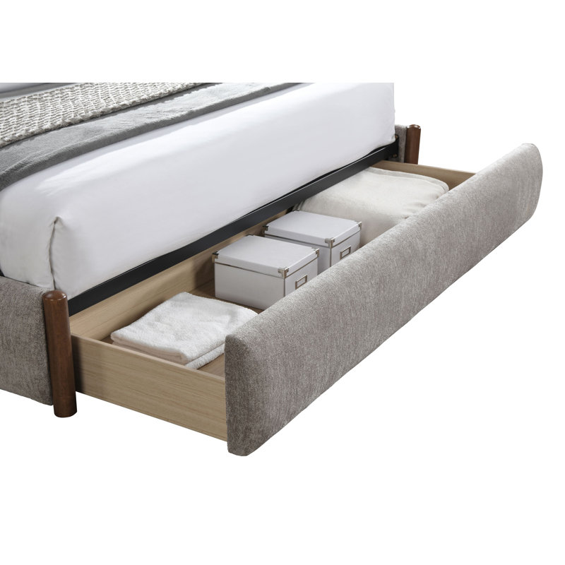 Bed w/Storage, Gray Fabric, Full