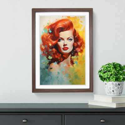 Red Headed Woman Colour Field No.2 - Single Picture Frame Print on Wood