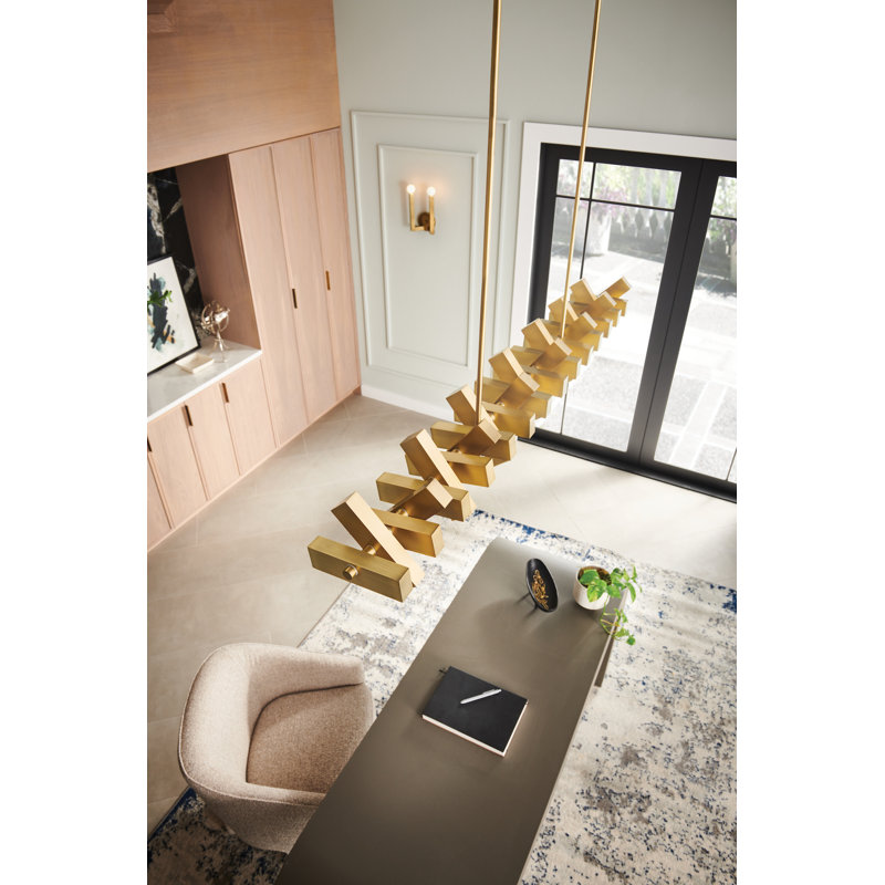 Stitch Steel Dimmable LED Chandelier, Lacquered Brass