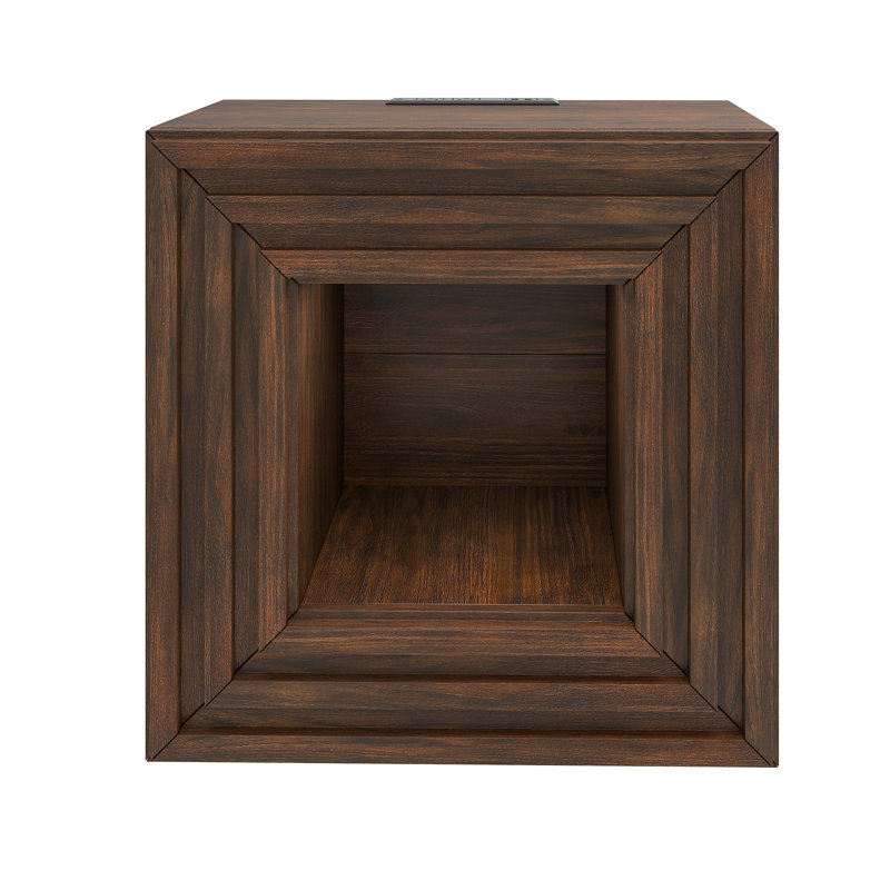  Table de bout à 2 niveaux avec tiroir et station de charge Farmhouse