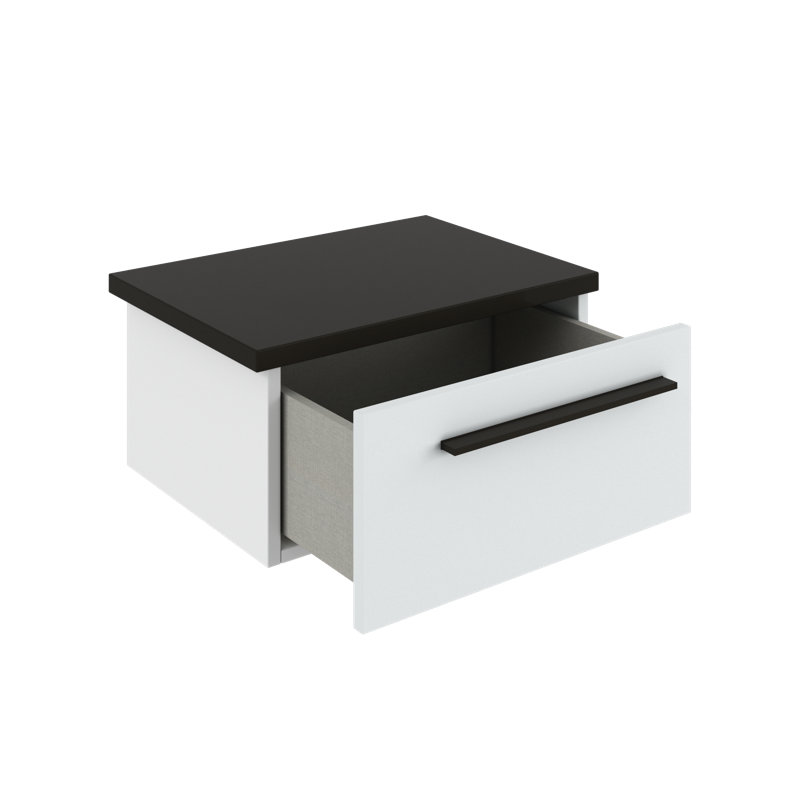 Hailey 51.7cm W Manufactured Wood Bedside Table, White/Grey Moonstone
