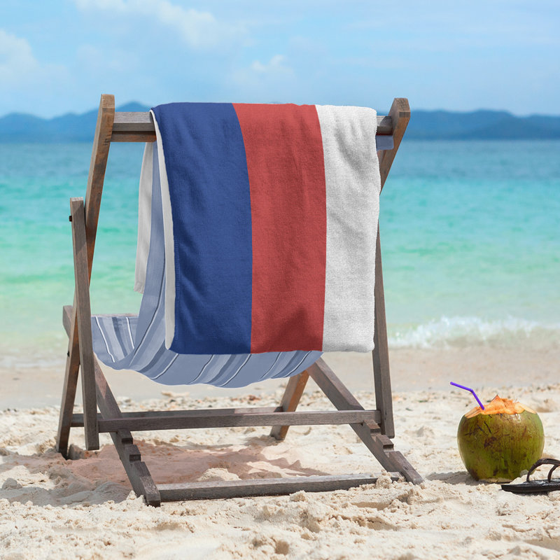 Beach Towel, Blue/Red/White, Microfiber