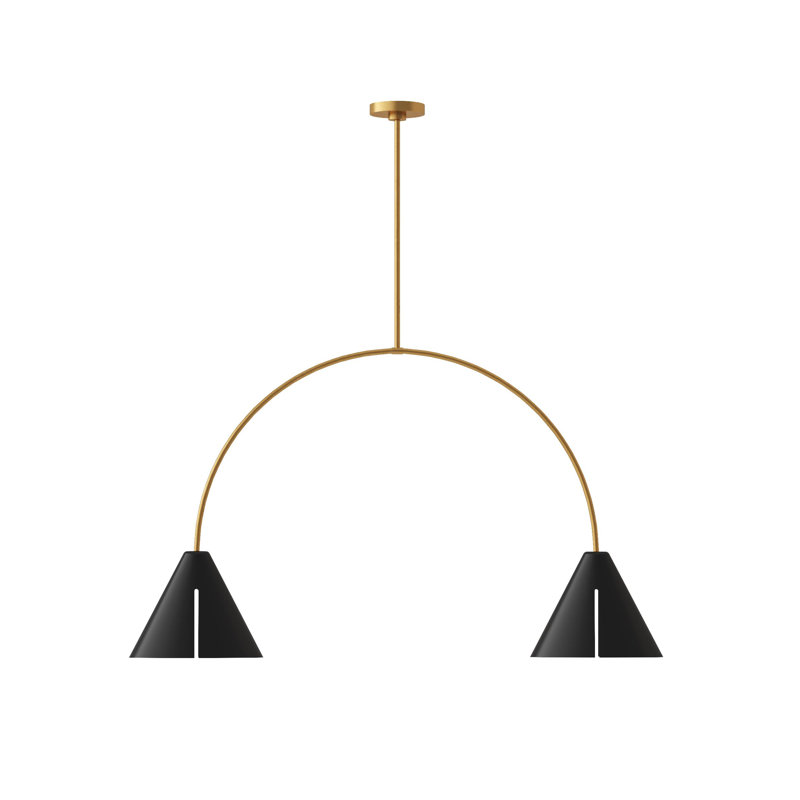Midnight Black and Brass 2-Light Cone Chandelier