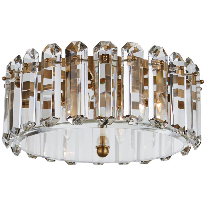 AERIN Bonnington Small Flush Mount, Antique Brass, 8.5" H x 18" W x 18" D