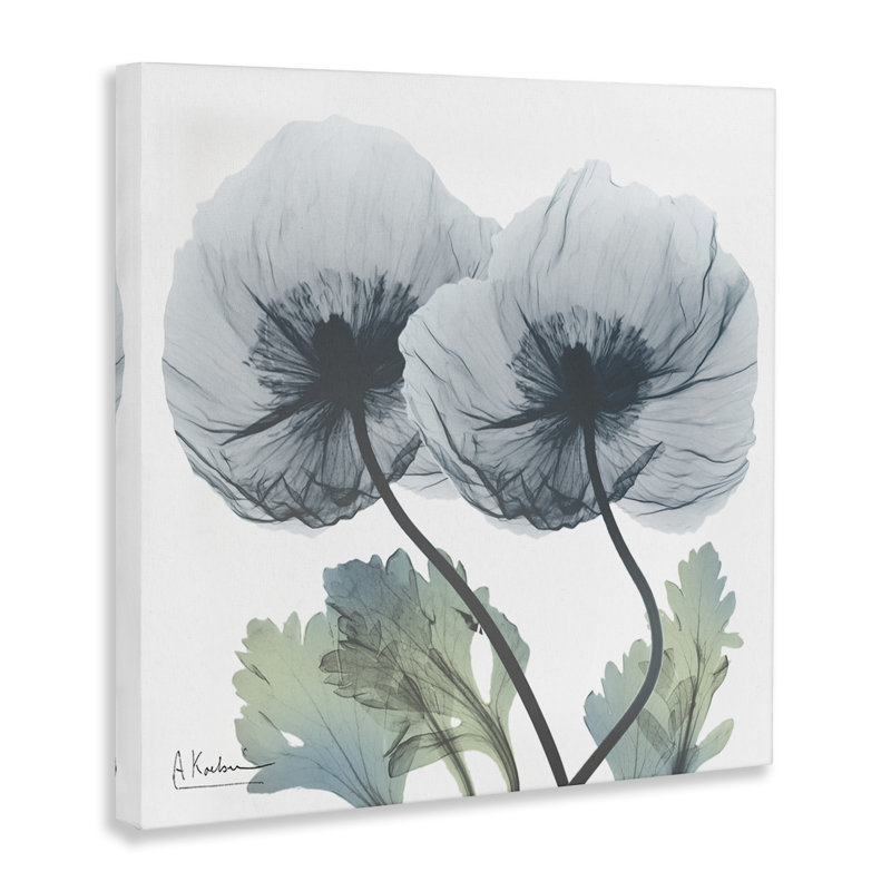 Double toile de fleurs modernes, design par Albert Koetsier, H 17 po x l 17 po
