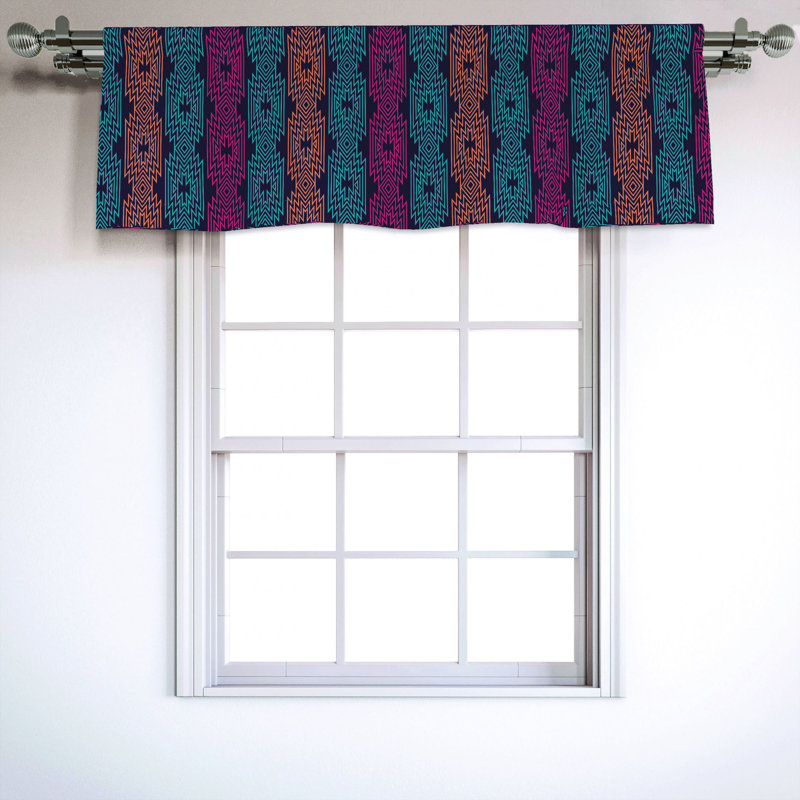 Sateen Geometric Ruffled Window Valance