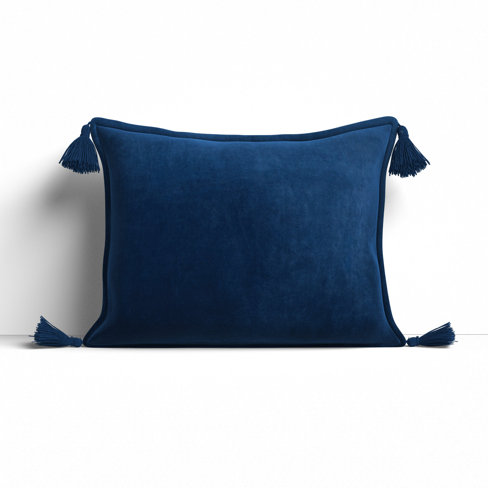 Norwin Tassels Cotton Lumbar Throw Pillow, Dark Blue, Pillow Cover Only - No Insert