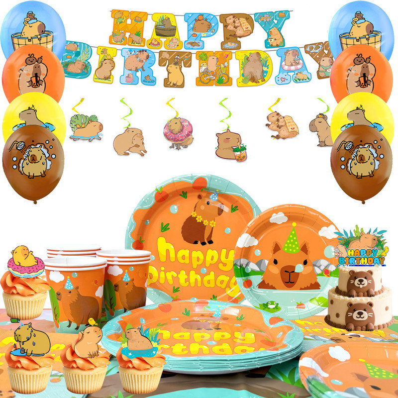 Capybara Party Supplies, Capybara Decorations & Tableware Sets
