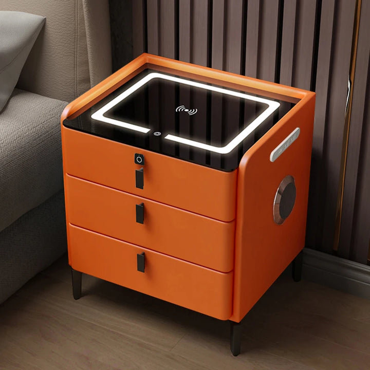 Cheridwen Smart Console Nightstand Frames Cabinets Luxury, Orange