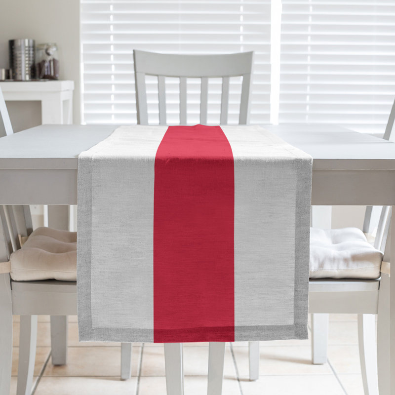 Kansas City Football Stripes Table Runner, 90" L x 16" W, Cardinal Red/Gold/White, Polyester