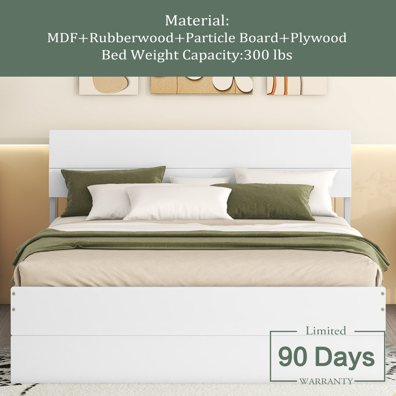 Lit plateforme avec rangement Rylay, Blanc