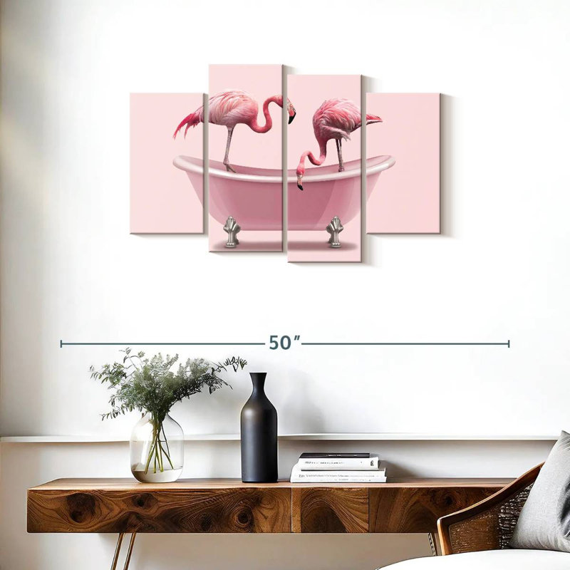 Baignoire flamants roses 4 pièces, H 22 po x l 36 po x P 1 po