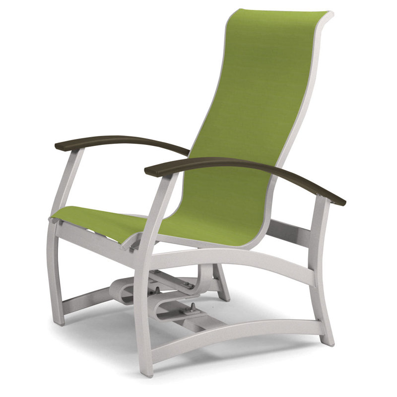 Askar Swivel Powder Coated Aluminum Outdoor Lounge Chair, Lime 38D Sunbrella®, Gloss White, Beachwood P40