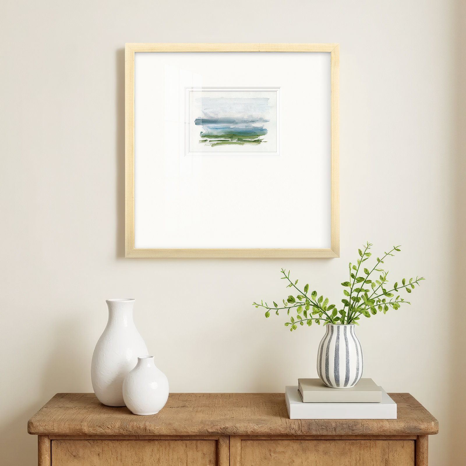 Elowen "Coastline Splash III" Print, 17" H x 17" W x 1.25" D, Natural
