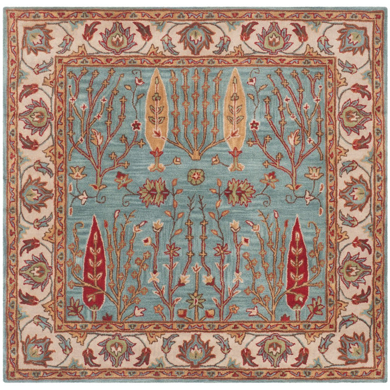 Tapis oriental en laine touffeté à la main Malone, Carré 6 pi