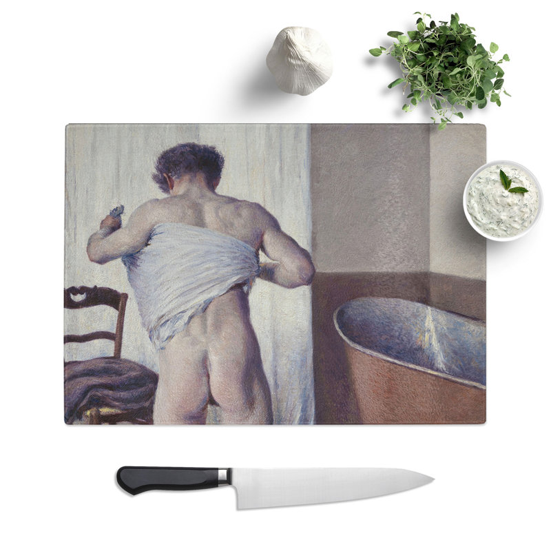 Man at His Bath by Gustave Caillebotte Chopping Board, 28.5cm W x 39cm L