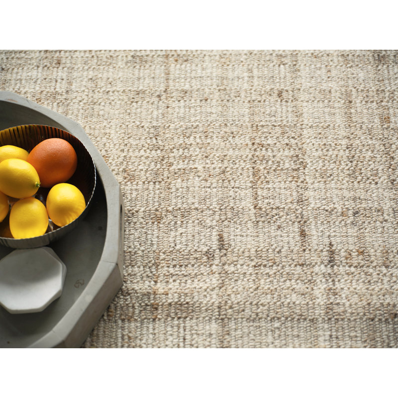 Desi hand-knotted Wool Light Silver Area Rug, Rectangle 8' x 10', Light Beige
