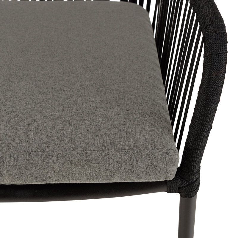 Maceo Patio Dining Armchair with Cushion, Anthracite Grey, Black