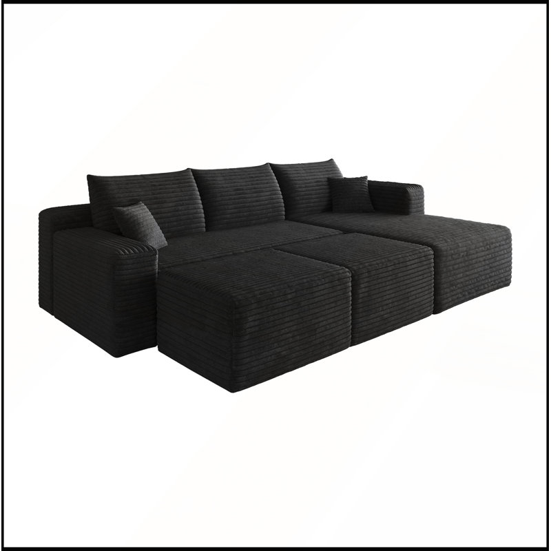Canapé modulaire 95 avec 2 repose-pieds en forme de U dans un coin profond sans assemblage requis