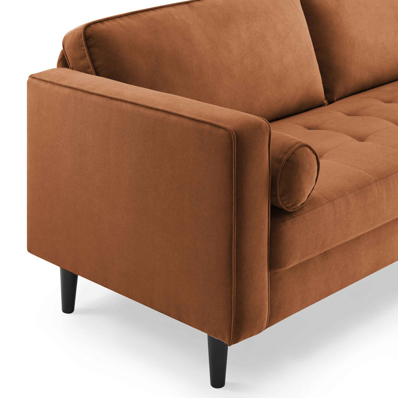 Jeses 207Cm Square Arms Sofa, Curry Polyester Blend
