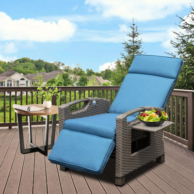 Fauteuil inclinable d'extérieur d'apparence élégante - siège de patio réglable bleu marine, bleu, siège