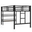 Lit mezzanine simple avec garde-corps et rangement, idéal pour les enfants