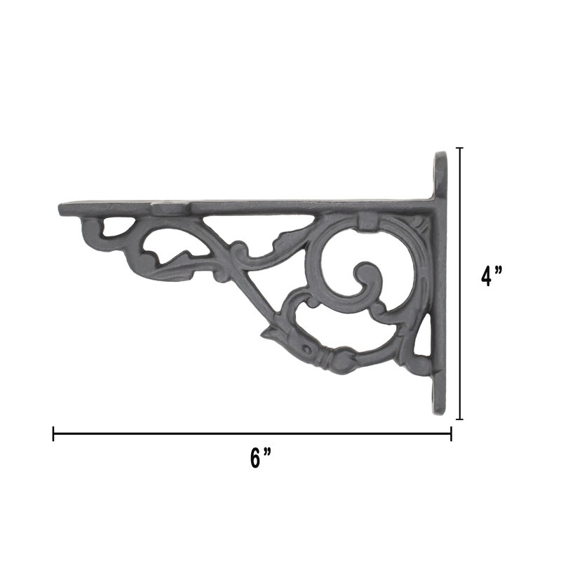 Lillith 4" x 6" Oil-Blackened Cast Iron Victorian Shelf Brackets (Set of 2)