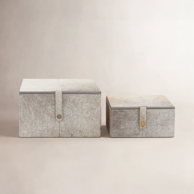 Philbrick 2 Piece Wood and Leather Hide Box Set