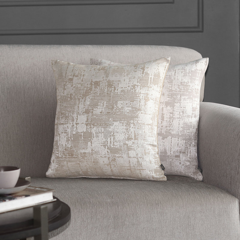 Housse de coussin en polyester tissé avec fermeture à glissière classique de 2 pièces (taille: 18 x 18 pouces), Gris clair