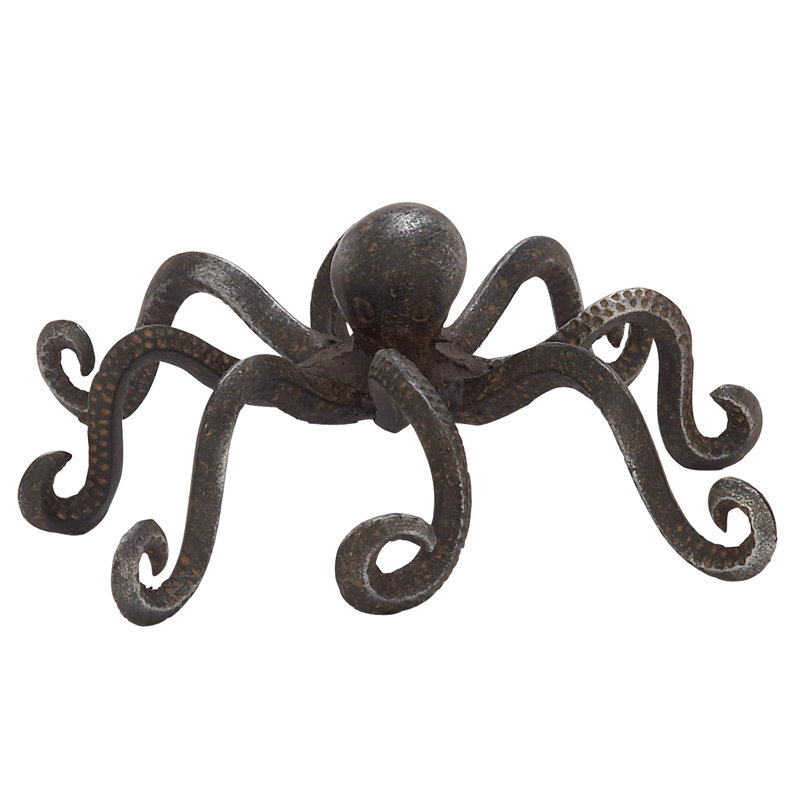 Cummins Metal Octopus Decorative Black Sculpture with Long Tentacles and Suctions Detailing