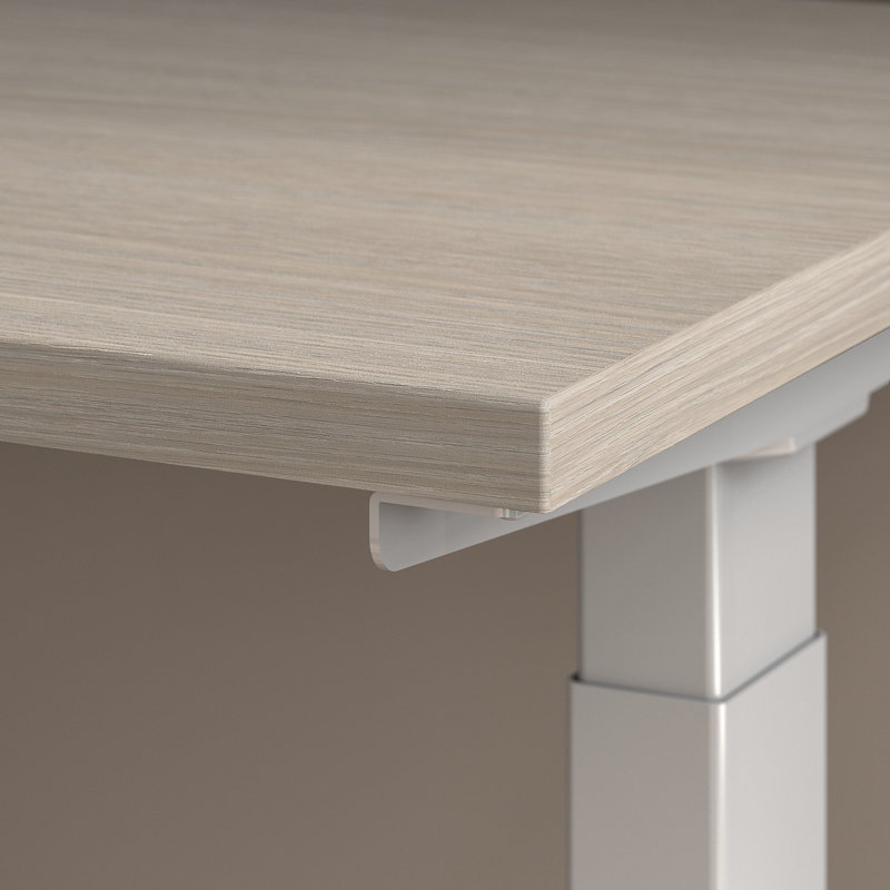 Adjustable Metal Base Standing Desk, 47.68" H x 47.59" W x 23.62" D, Sand Oak/Silver