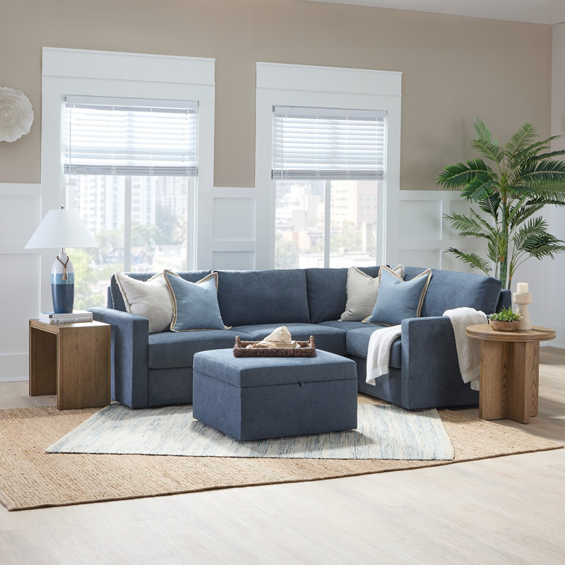 Canapé modulaire rembourré avec repose-pieds 4 pièces Flex, Mélange de polyester gris caillou foncé
