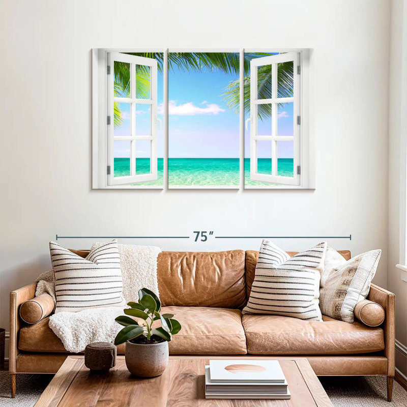 Fenêtre Gillard à la plage turquoise, H 36 po x l 57 po