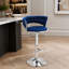 Ensemble de 2 tabourets de bar, avec repose-pieds chromé et base pivotante en velours à hauteur réglable et tabouret de bar simple chromé-1444496010