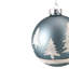 Ornement de Noël boule de verre 4 po bleu ardoise avec arbres scintillants
