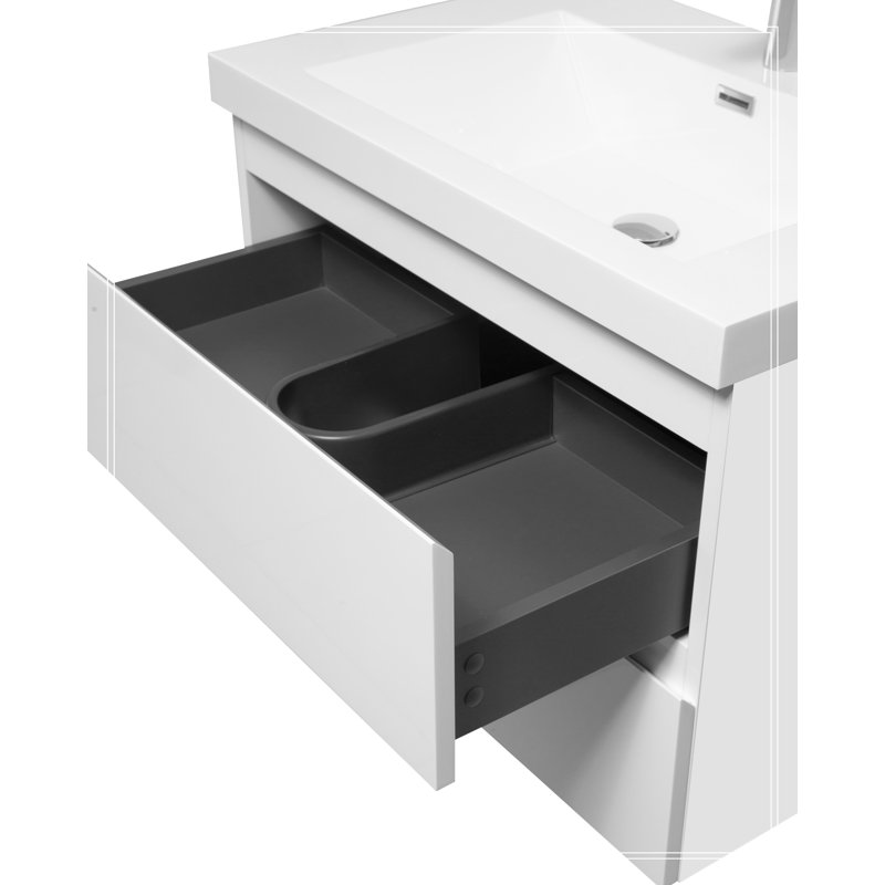 Meuble-lavabo mural 30 po avec lavabo, meuble-lavabo mural moderne, Blanc