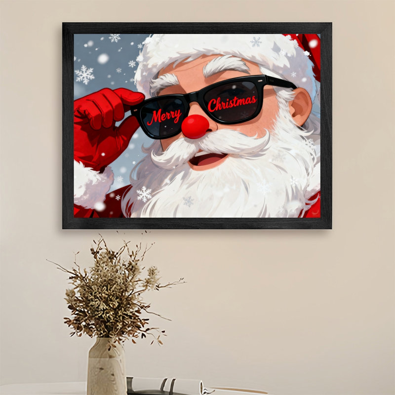 Cadre noir rétro «Merry Christmas»! Art mural, impressions encadrées de style rétro, H 17 po x l 25 po