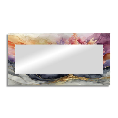 Vibrant Tree Of Life Of Marble Ink - Landscapes Mirror Wall Art - Printed On Metal
