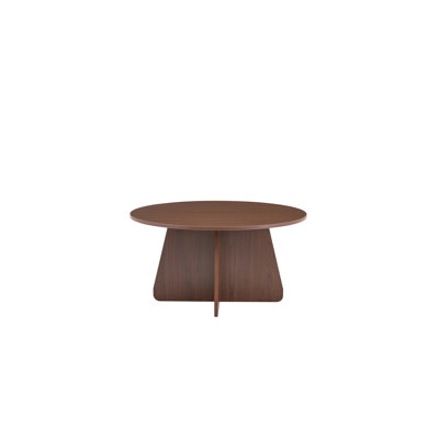 Ensemble de tables basses gigognes de style rétro. Disponibles en fini noyer ou bois naturel. Tables d'appoint rondes gigognes à pieds croisés.
