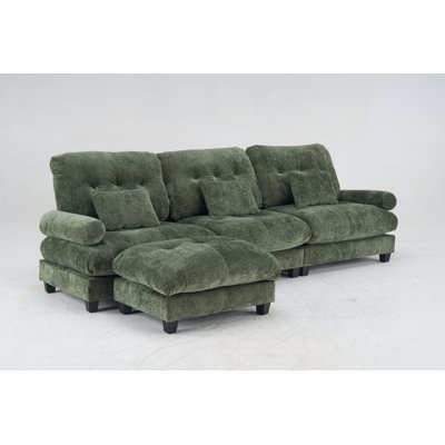 Modular Sectional Sofa with Ottoman, Convertible L-Shaped & U-Shaped Deep Seat Couch for Living Room