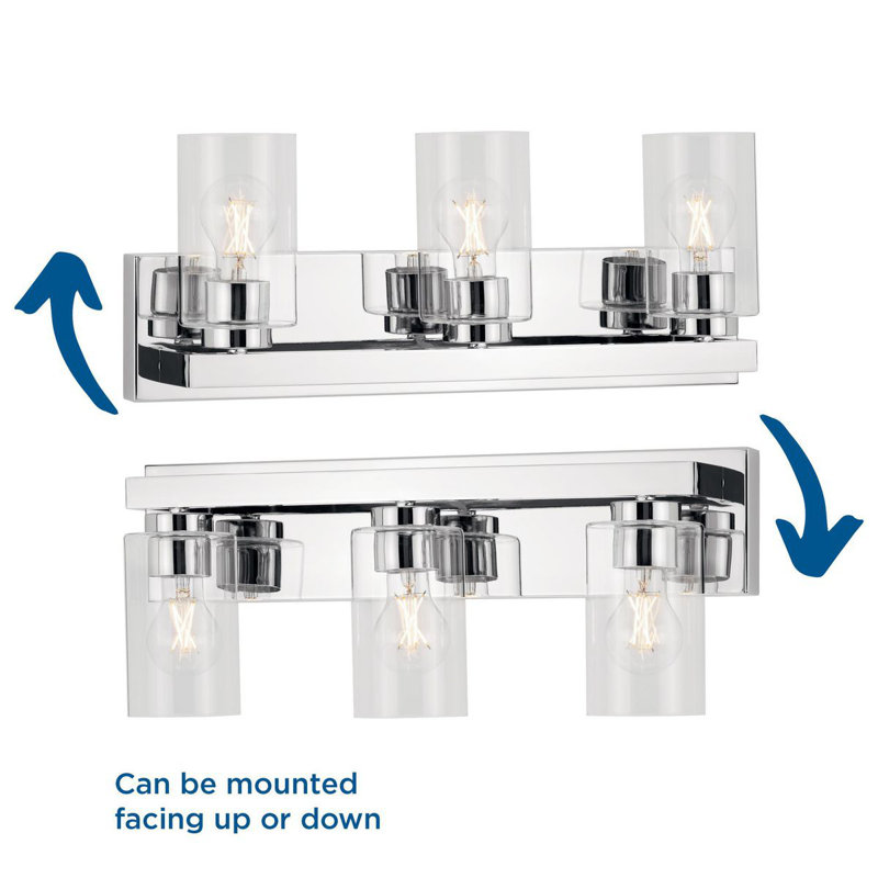 Goodwin Polished Chrome 3-Light Vanity with Clear Glass Shades