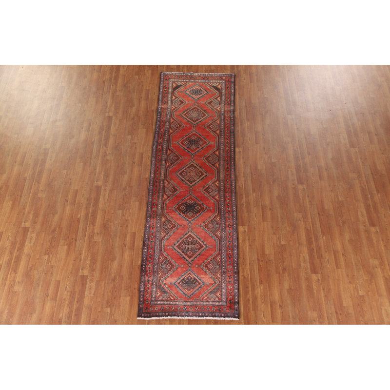 Red Geometric   Runner Rug 3x10