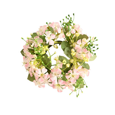  Valentine Flower Candle Wreath Rings for Centerpieces: 7.87" Ring Wreaths for Wedding Party Christmas Centerpieces Decorations, Pink