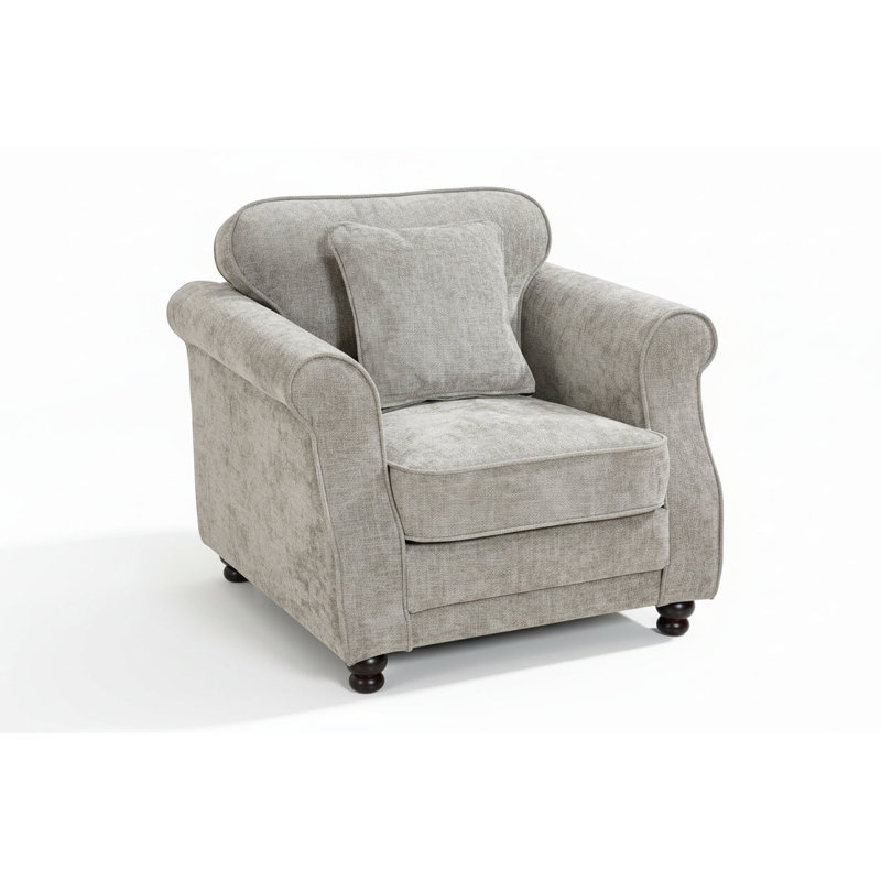 Baldemar Upholstered Chenille Armchair, Light Grey