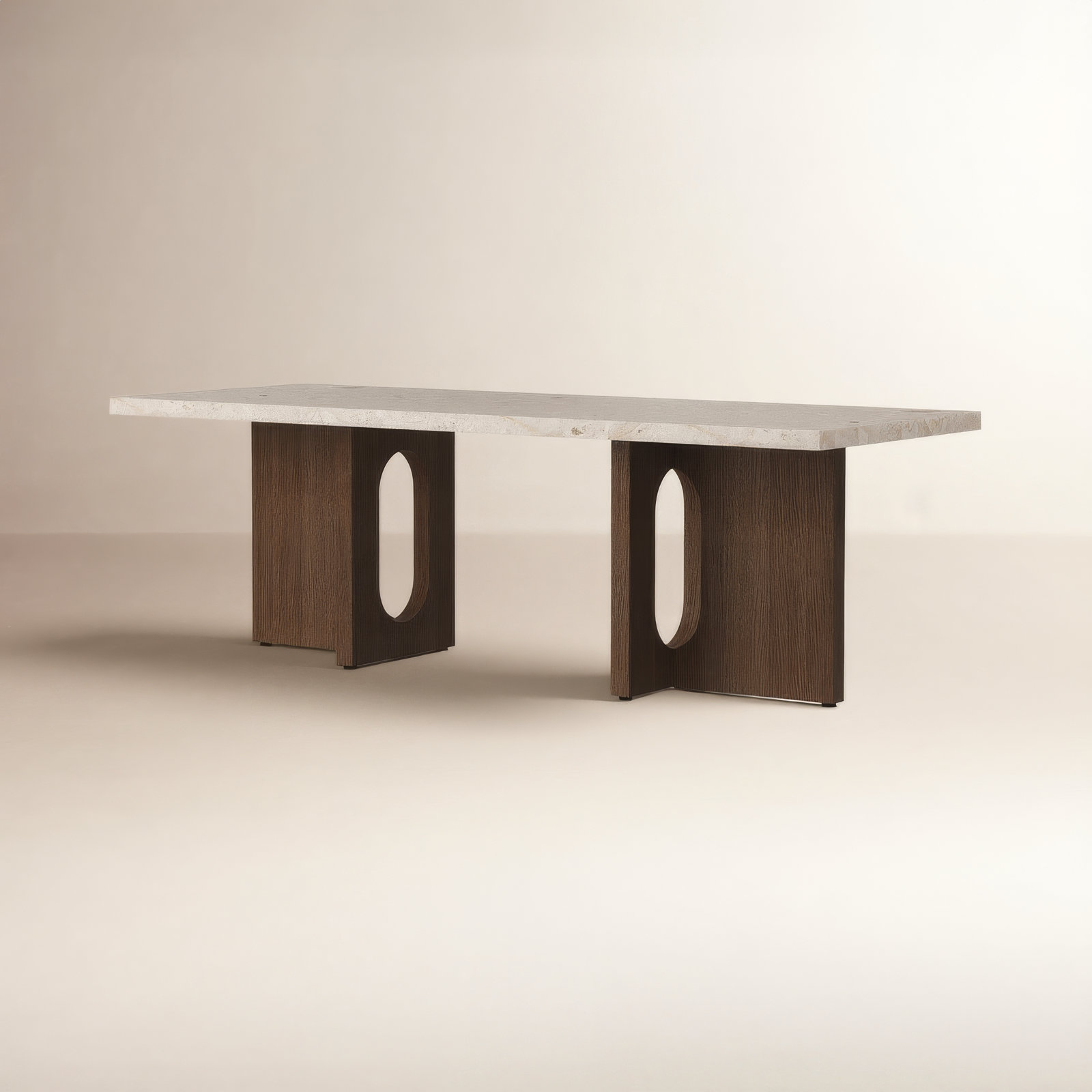 Androgyne Stone Coffee Table, Dark Stained Oak, Calacatta Viola
