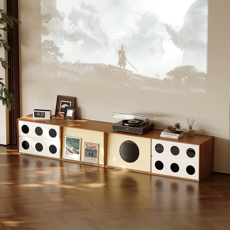 Meuble de rangement moderne et minimaliste pour meuble télé, Brun