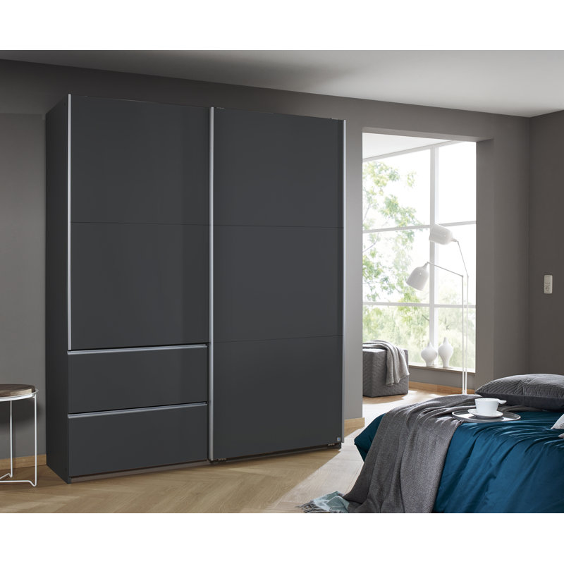 Sevilla Sliding Door Wardrobe, Grey Metallic/Grey, 210cm H x 175cm W x 59cm D