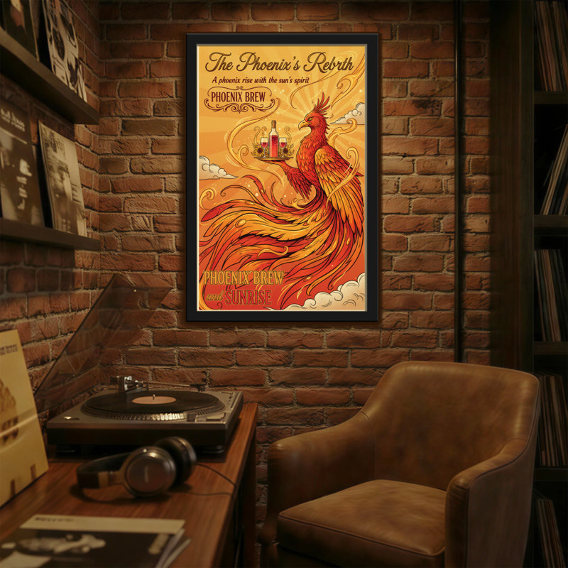 Fashion Phoenix Brew, lever de soleil, H 36 po x l 24 po