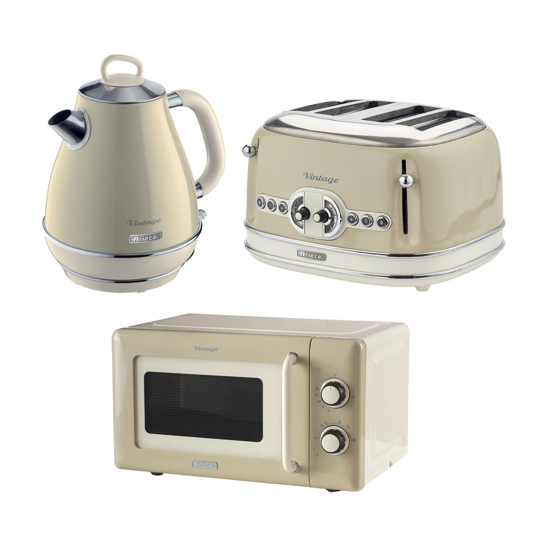 Ariete Vintage Arpk61 Cream Microwave With Jug Kettle 1.7L And 4 Slice Toaster - Image 4